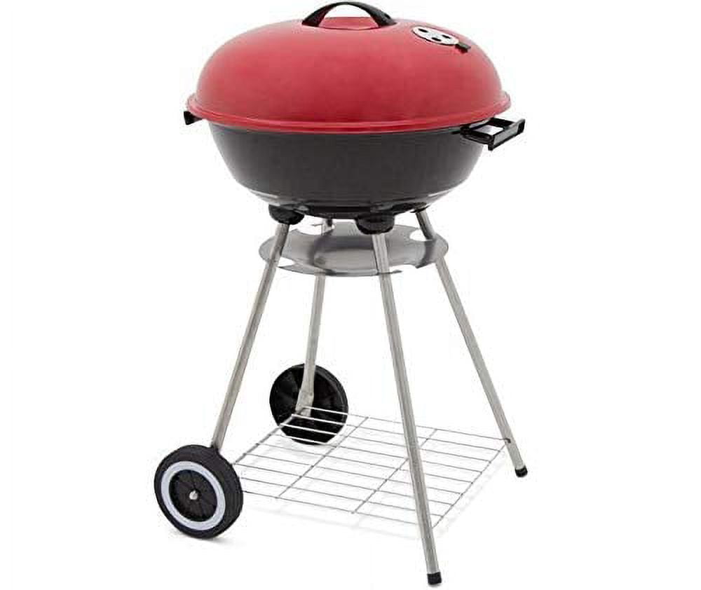 alp Classic Large 18x31 Charcoal Barbecue Grill Portable BBQ Heavy Steel W/Wheels Legs Ash Catcher Red/Black Color