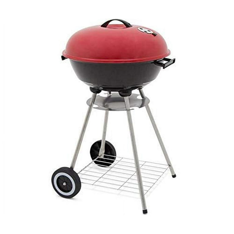 alp Classic Large 18x31 Charcoal Barbecue Grill Portable BBQ Heavy Steel W Wheels Legs Ash Catcher Red Black Color
