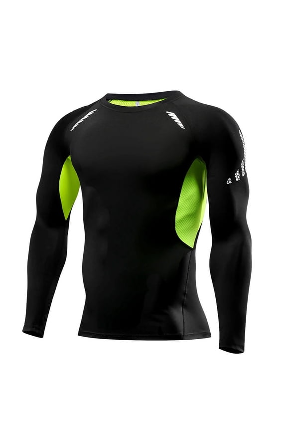 Men Compression Running T Shirt Fitness Tight Long Sleeve Sport Tshirt Training Jogging Shirts Gym Sportswear Quick Dry Rashgard, High Elastic Athletic Tights Top, Moisture Wicking Base