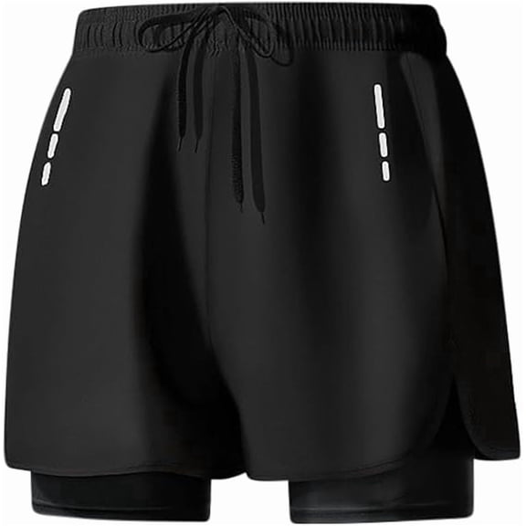 alpinario Men's 2-in-1 Running Shorts, Quick Dry Gym Workout Athletic Shorts with Liner, Back Zipper Pocket, Breathable Sports Activewear, Elastic