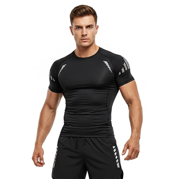 alpinario Men's Compression T-Shirt Moisture Wicking Breathable Short Sleeve Gym Workout High Elastic Dry Fit Baselayer Rash Guard Running Undershirt