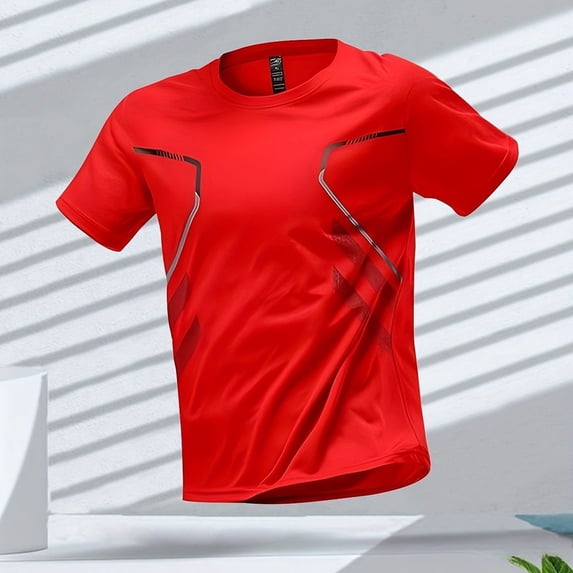 alpinario Men's Quick-Dry Athletic T-Shirt, Breathable Moisture-Wicking Short Sleeve Top with Loose Fit and Gradient Design, Lightweight Round Neck Gym Casual Running Basketball Training Shirt 1pc