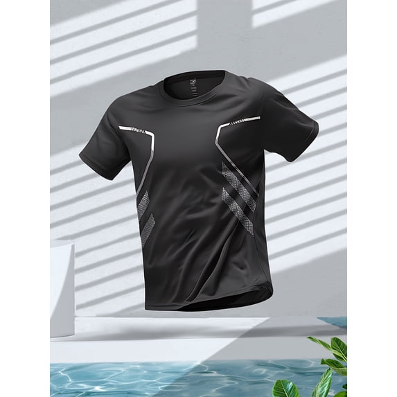 alpinario Men's Quick-Dry Athletic T-Shirt, Breathable Moisture-Wicking Short Sleeve Top with Loose Fit and Gradient Design, Lightweight Round Neck Gym Casual Running Basketball Training Shirt 1pc