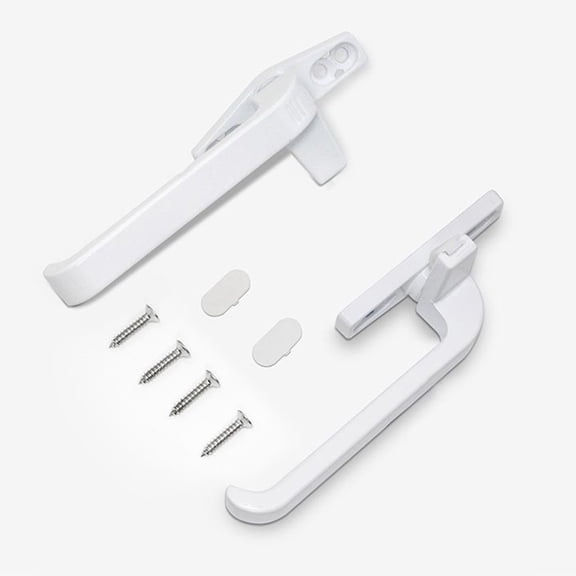 aluminum Alloy Casement Window Handles with Locks, Pair of Left and Right Handed Security Door Handles for Double Glazed Units, White Finish with Fixing Screws Included