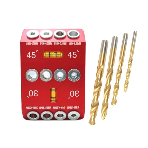 aluminum Alloy Drill Hole Guide Jig,with 30 45 90 Degree Angles, 4 Sizes Drilling Template Block, for Cable Railing Deck Posts and Woodworking(D)