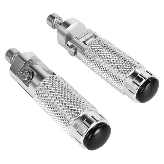 aluminum Alloy Motorcycle Foot Pegs, Foldable Front Footrests with Round Design for Stable Riding, Fit for Various Motorcycle Brands and Models, Silver