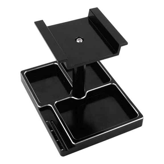 aluminum Alloy RC Car Workbench Station with 360 Degree Rotating Base, Screw Plate and Storage Trays for 1/18 1/24 Scale Models like TRX4M SCX24(Black)