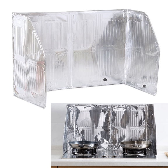 aluminum Foil Stove Splatter Guard 120x50cm, Portable Foldable Oil for SPLASH Shield for Cooking, Grease Backsplash Screen for Frying Pans and Woks, Silver