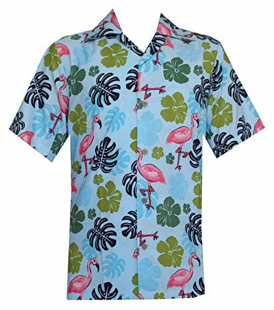 alvish hawaiian shirt 37 mens flamingo leaf print beach aloha party ...