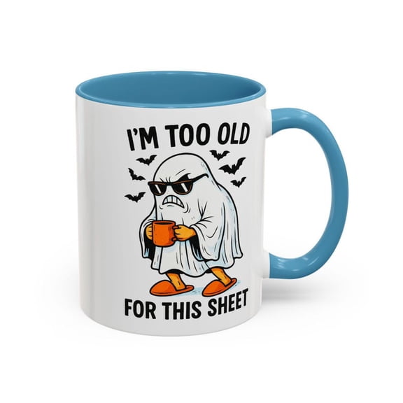 am Too Old For This S1Heet Ghost Mug Funny Halloween Coffee Cup with Ba Sungla1sses, SpookeaS1on Gift for Adul, Coworkers, Paren