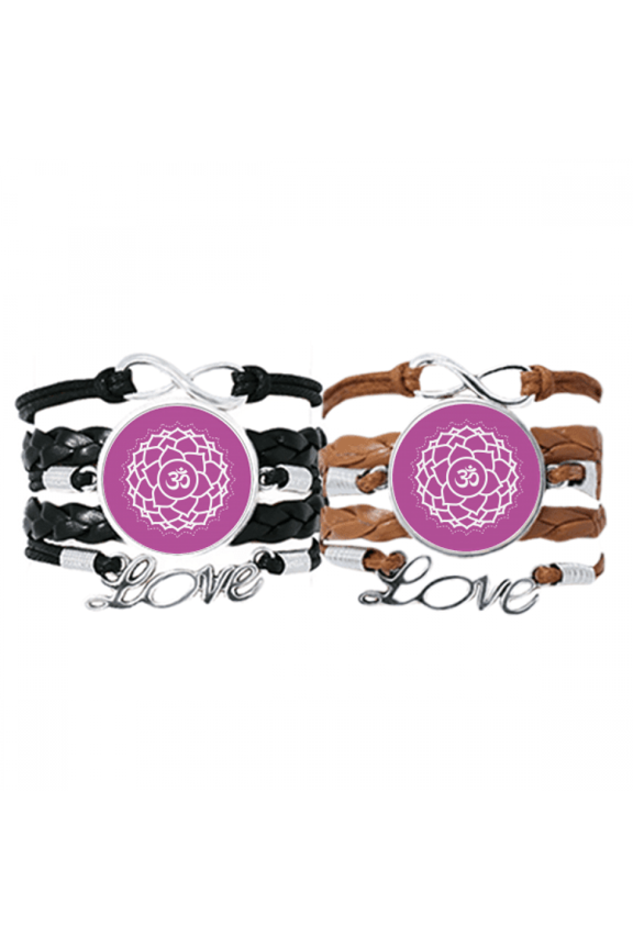 am culture letter pattern bracelet hand strap leather wristband double set