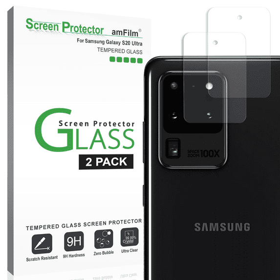 amFilm Samsung Galaxy S20 Ultra Back Camera Lens Tempered Glass Screen Protector (2 Pack)