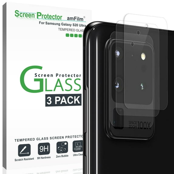 amFilm Samsung Galaxy S20 Ultra Back Camera Lens Tempered Glass Screen Protector (3 Pack)