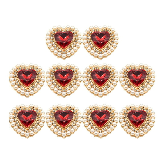 amagogo 10 Pieces Heart Shaped Buttons DIY Decorative Wedding Supplies Sewing Crafts for Red Gold