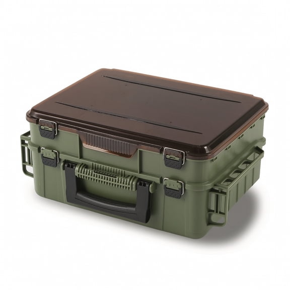 amagogo 2 Count Portable Fishing Tackle Box Double Layer Organizer Transparent Shell Sturdy Handle for Reels Lines and Lures