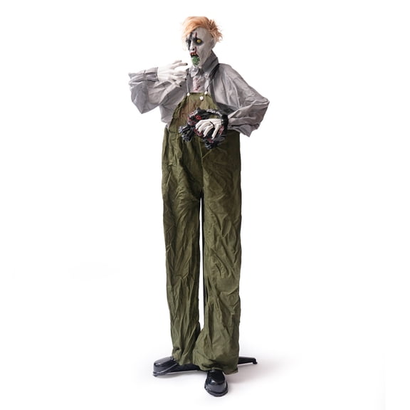 amagogo 2 Pack Animated Zombie Decoration with Red LED Eyes and Sound for Halloween Haunted House Entryway Outdoor Lighted Display