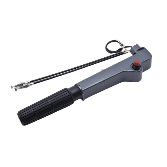 amagogo 2 Pieces Outboard Motor Steering Handle with Cables Ergonomic Black Grip for Boat Direction Speed Regulation Assembly