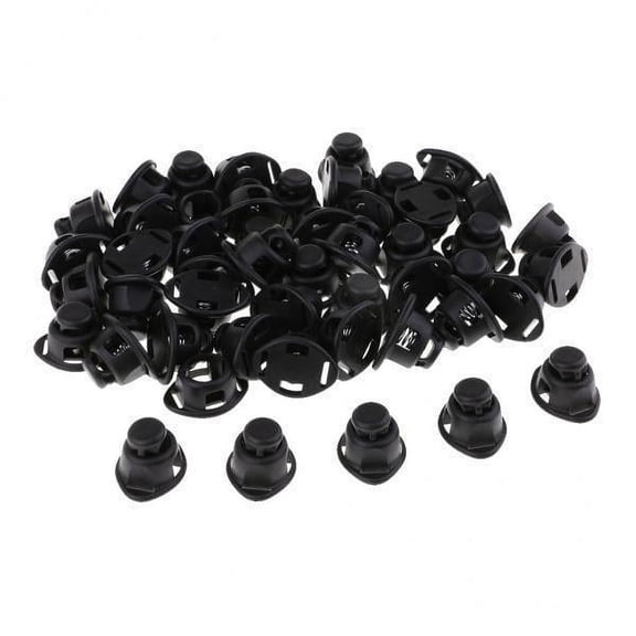 amagogo 2X 50Pcs/Lot Black Toggles Spring Stop Drawstring Rope Cord Locks Ends