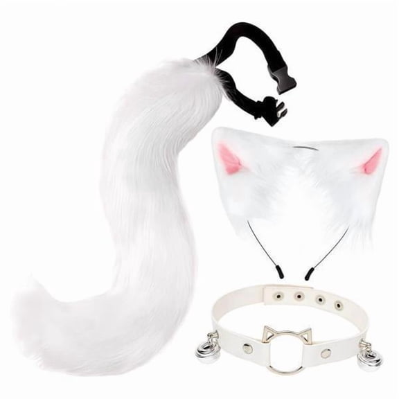 amagogo 2xCat Ears And Tail Set Cosplay Costume Set for Dress Up Christmas Performance 3 Pcs