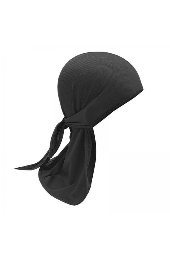 2xHead Wrap Hat Long Tail for Jogging Chemotherapy Patients Decoration Black