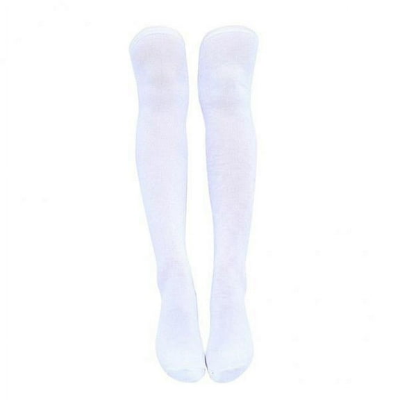 amagogo 2xWomen Girls Thigh High Socks Soft Over Knee Stocking Boots 71Cm White 2 Pcs