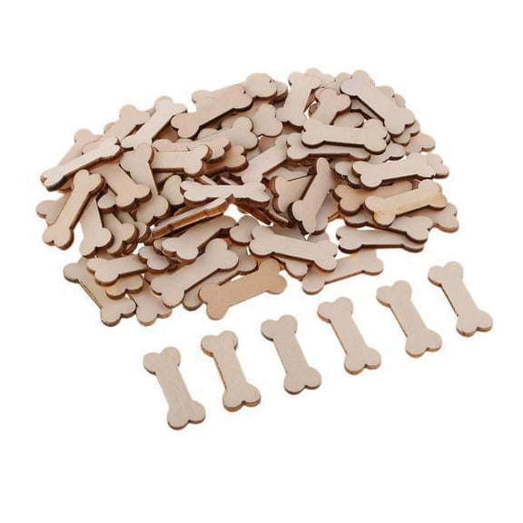 amagogo 4x100 Pieces Wooden Bone Embellishments Wood Ornaments DIY Crafts Supplies 4 Pcs