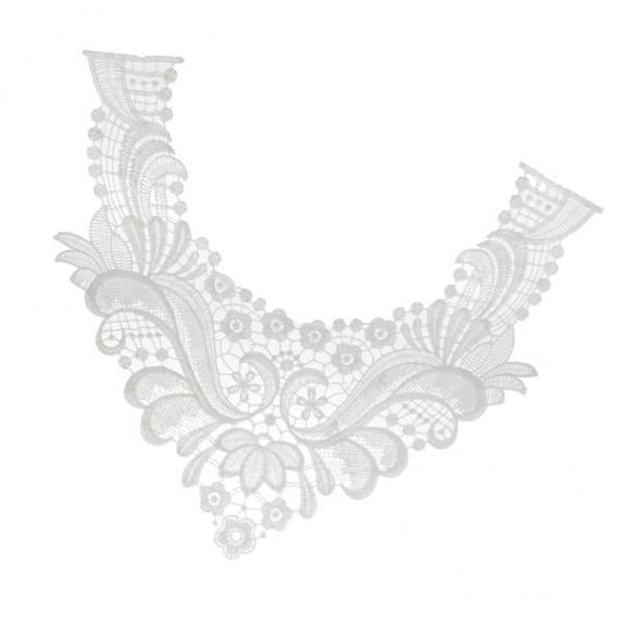 amagogo 4xVintage Lace Embroidered Neckline Collar Neck Sewing Applique White 4 Pcs
