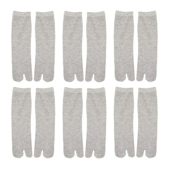 amagogo 6 Pairs Flip Flop Socks Casual Two Finger Socks for Office Traveling Outdoor Grey