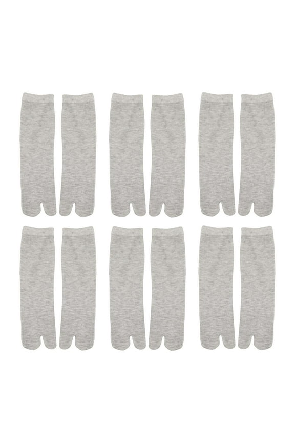 6 Pairs Flip Flop Socks Casual Two Finger Socks for Office Traveling Outdoor Grey
