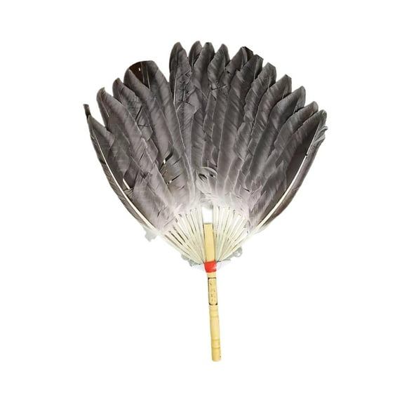 amagogo Ancient Chinese Zhuge Liang Feather Fan Adult Feather Handheld Fan for Party D