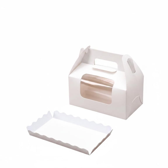 amagogo Cake Roll Box Dessert Carrier Pastry Container with Handle Clear Window for Bakery Storage Display and Catering Service