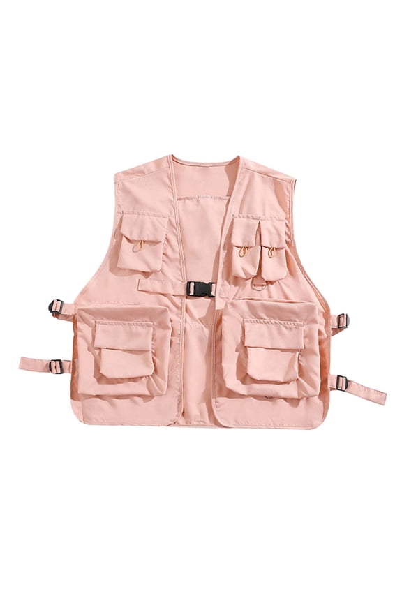 Cargo Vest Casual Summer Front Buckle Utility Vest for Adults Outdoor Sports M
