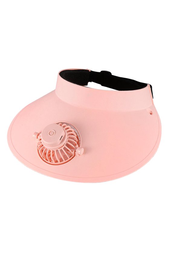 Cooling Fan Hat Beach Speeds Adjustable Large Brim Empty Top Sport Hat for Pink