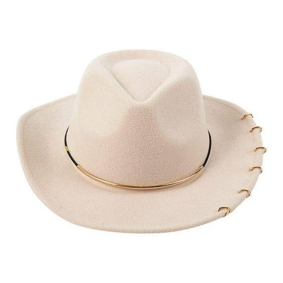 amagogo Cowboy Hat Cap Summer Big Brim Sunhat Women Men Props Versatile Cowgirl Hat Jazz Hat for Outdoor Carnival Party Winter Autumn Beige