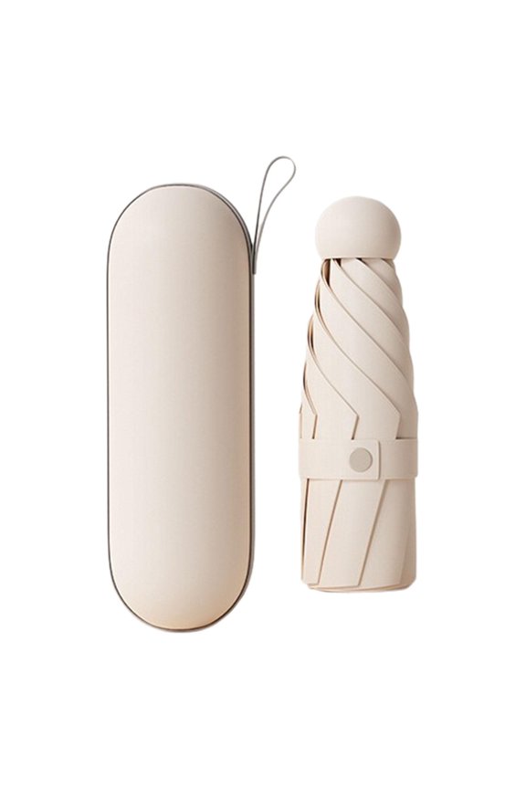 Folding Umbrella Cloth Travel Umbrella for Hiking Outdoor Activities Camping Beige