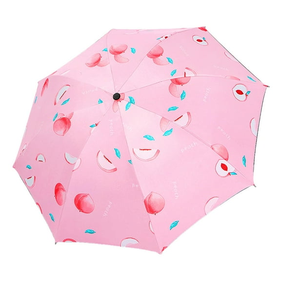 amagogo Folding Umbrella Compact Manual Open Lightweight Windproof Portable Umbrella Peach