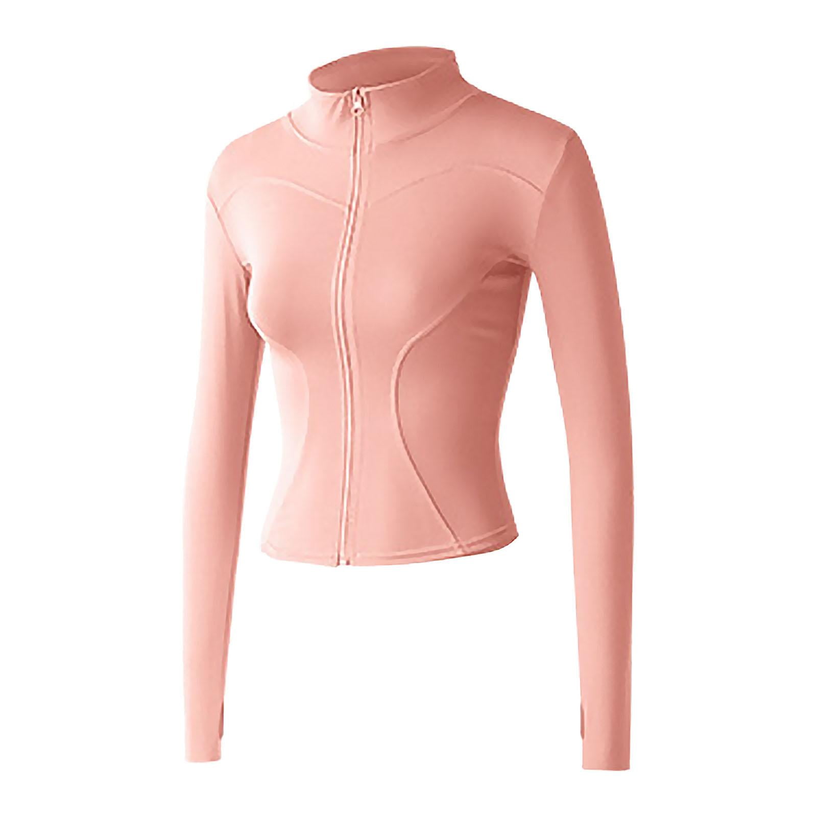 SotRong Gym Long Sleeve Tops For Women, UK Full Zip Running Jacket Slim Fit Sports T-Shirt Fitness Workout Yoga Crop Tops With Thumb Holes, C-white