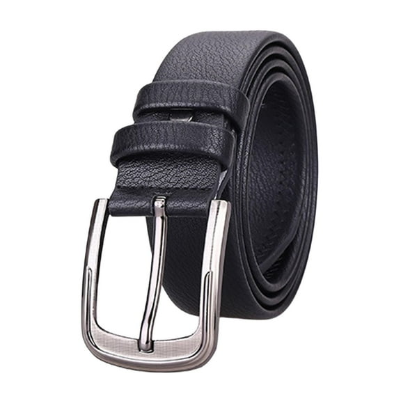 amagogo Men Belt 120cm Long Pin Buckle PU Leather Belt for Trousers Business Wedding Black