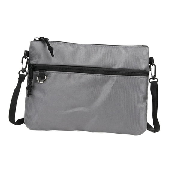 amagogo Mens Shoulder Bag Pouch Zipper Closure Adjustable Strap Stylish Travel Purse Gray