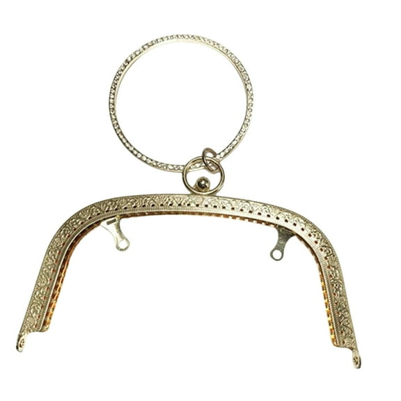 amagogo Metal Purse Frame Iron Design Clasp Lock for DIY Craft Bag Handle Bag Making Light Gold