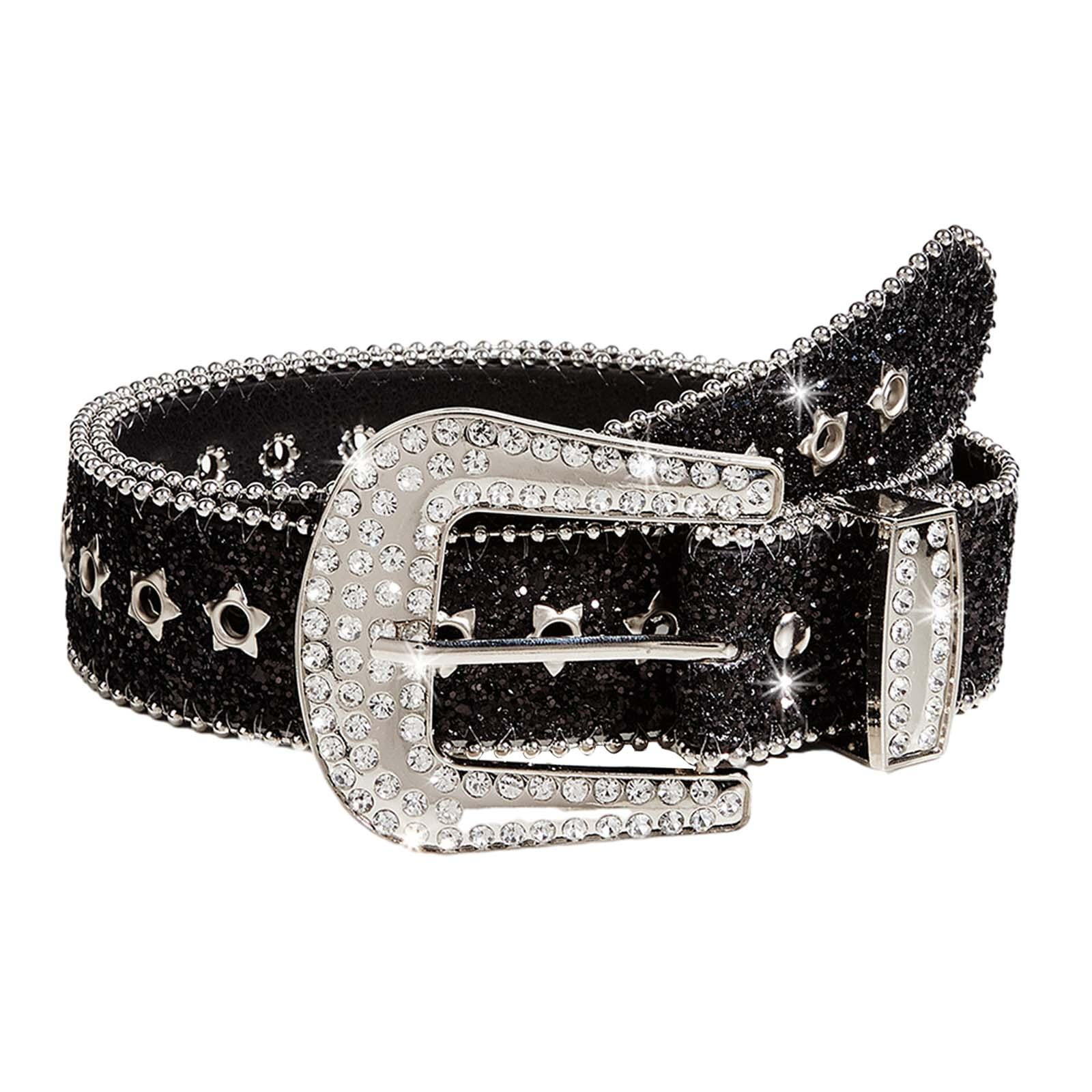 amagogo Rhinestone Belt Bling Stylish for Girls Eyelet Belt for