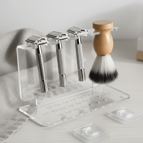 amagogo Wall Mount Razor Holder Holds 3 Razors Multi-Purpose Utility Hanger Easy Installation Shaving Stand for Men, Women, Shower, Washroom, Countertop Area