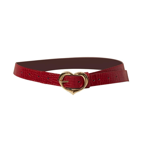 amagogo Women Belt Heart Buckle Decorative Belt for Dress Shorts Costume Accessories Red