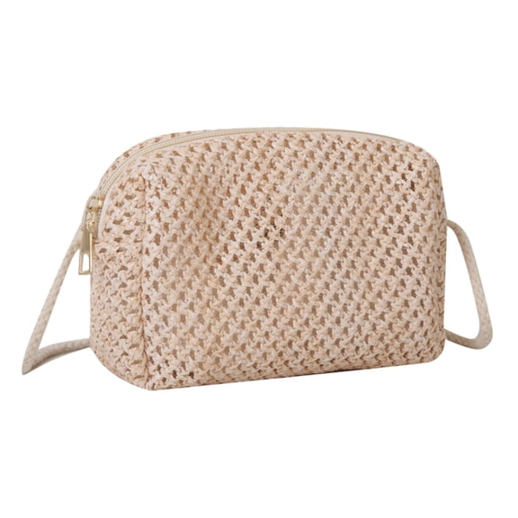 amagogo Women Crossbody Bag Boho Woven Handbag Shoulder Bag Summer Beach Tote for Summer Beige
