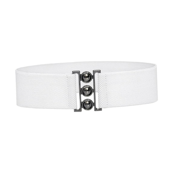 amagogo Women Elastic Waist Belt Casual Fashion with Buckle Trendy for Dresses Pants White