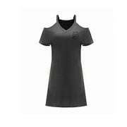 amagogo Women's Off Shoulder Dress Streetwear Casual Dress Short Sleeve Mini Dress S