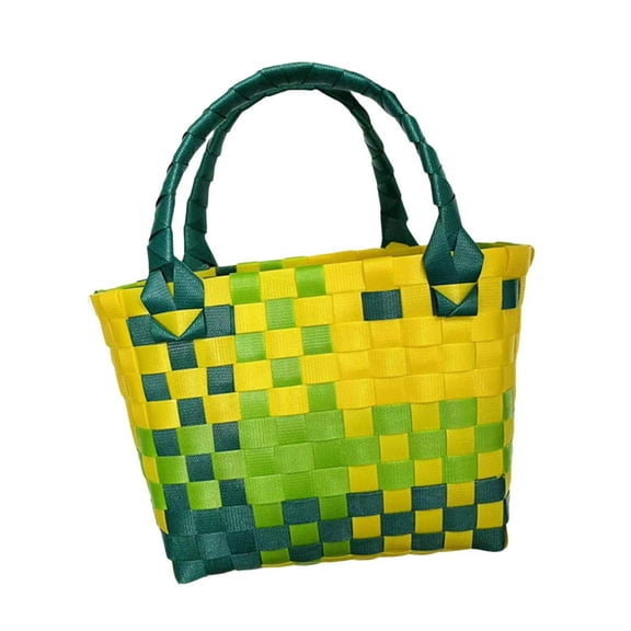 amagogo Woven Handbag Waterproof Beach Pouch Summer Multipurpose Travel Bag Tote Bag H