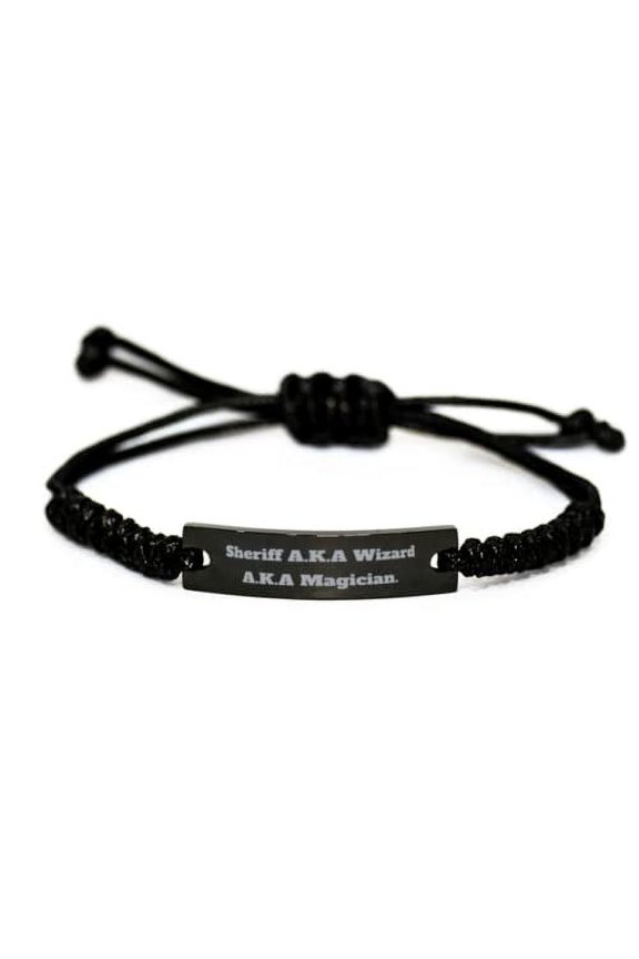 Beautiful Sheriff Gifts, Sheriff A.K.A Wizard A.K.A Magician, New Black Rope Bracelet for Colleagues from Friends, Sheriff Party, Sheriff Birthday, Sheriff Cake, Sheriff Themed Party, Sheriff