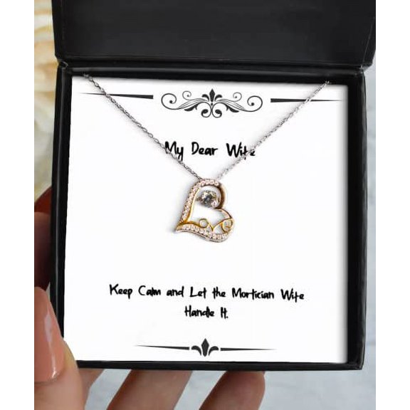 amangny Beautiful Wife Gifts, Keep Calm and Let The Mortician Wife Handle It, Valentine's Day Love Dancing Necklace for Wife