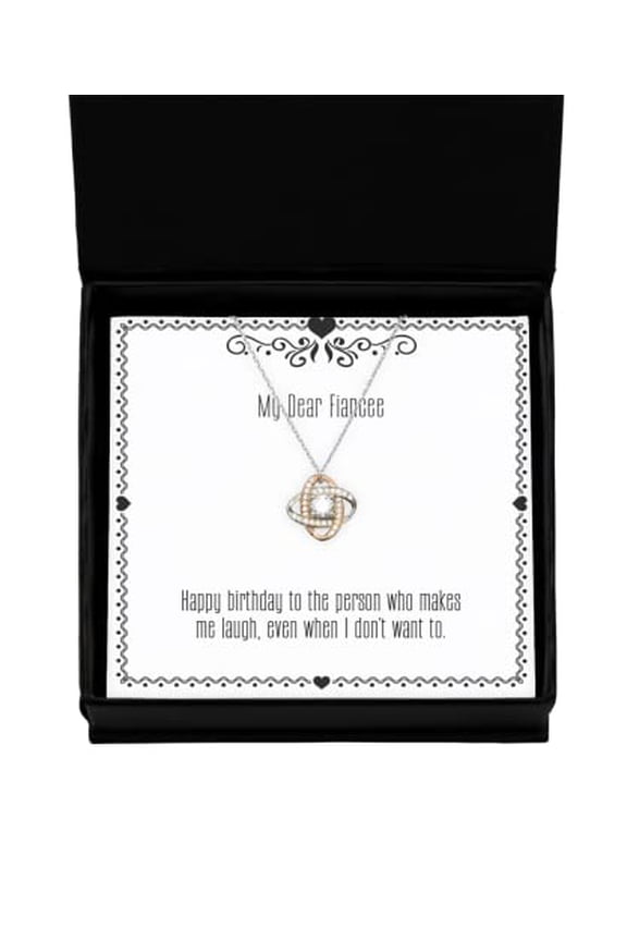 Best Fiancee Gifts, Happy Birthday to The Person who Makes me Laugh, Even, Holiday Love Knot Rose Gold Necklace for Fiancee, Engagement Ring, Wedding Ring, Jewelry, Diamond, Silver
